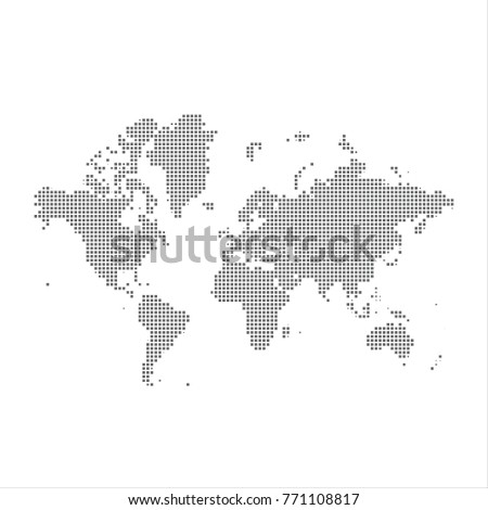 Pixel map of World. Vector dotted map of World isolated on white background. World map page symbol for your web site design map logo, app, ui, Travel vector eps10 
