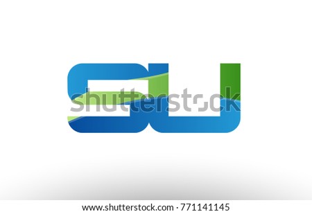 Design of alphabet letter logo combination su s u with blue green color suitable as a logo for a company or business