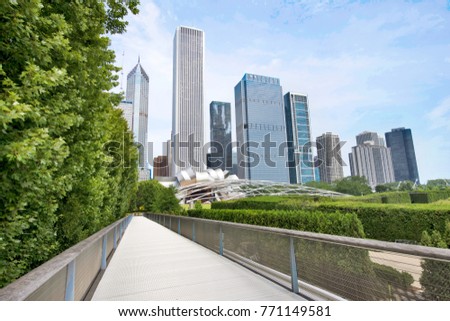 Skyline from Millennium Park in Downtown Chicago, Illinois