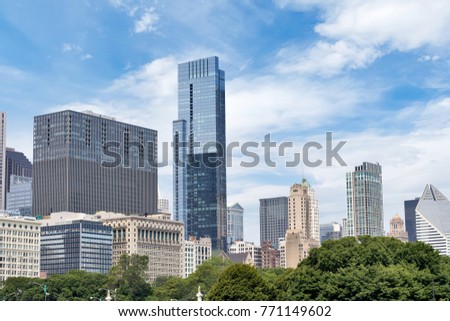 Skyline from Millennium Park in Downtown Chicago, Illinois