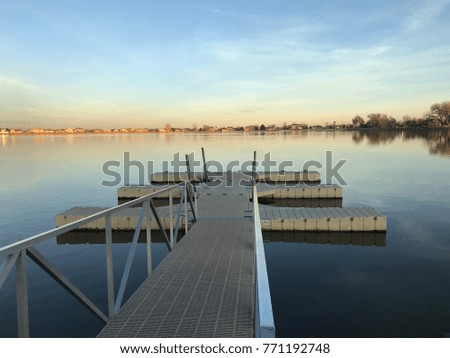 pier distant sunset, dock, lake