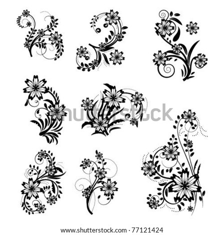 abstract floral design elements set