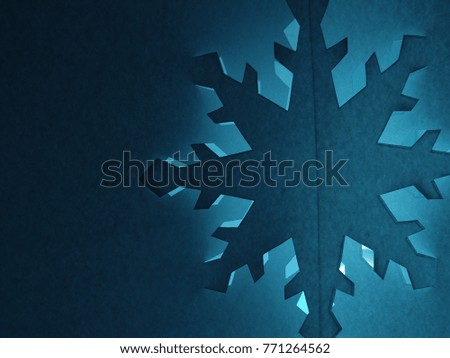 Abstract christmas snowflake new year decoration with light aura for lucky charm and wish gift on empty background