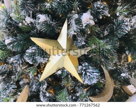 golden star on decorated christmas-tree