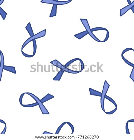 breast cancer awareness ribbon seamless doodle pattern