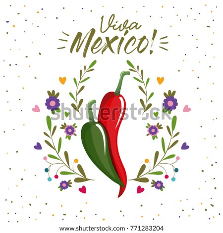 viva mexico colorful poster with chili peppers