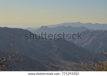 Mountain view from China Great Wall near Beijing at Mutianyu, picture taken on 5 December 2017