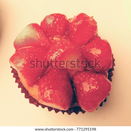 strawberry dessert and cupcake Royalty-Free Stock Photo #771295198