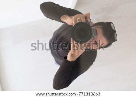 top view of Photographer taking picture in luxury villa