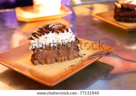 Piece of delicious cake on the plate