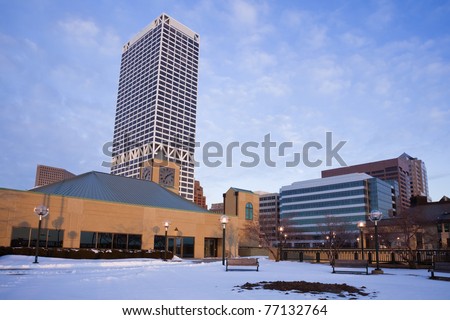 Winter morning in downtown Milwaukee, Wisconsin