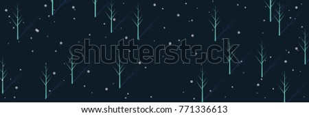 Abstract pine tree forest random pattern on night background. vector, illustration.