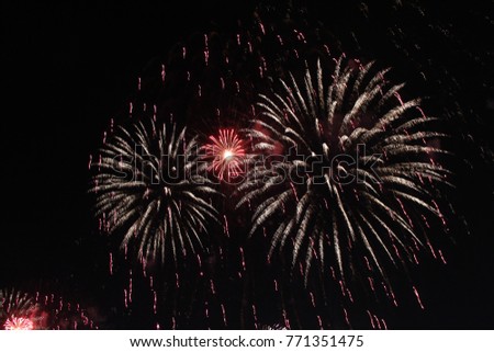 Explosion of multi-colored fireworks in Dubai against the night sky on a new year celebrations holidays