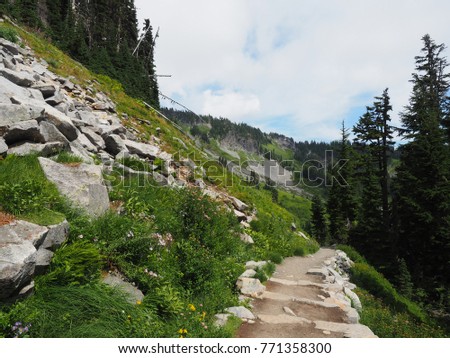 Hiking trail on the mountain slope