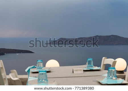 Photo from one of the best Islands in the world, the volcanic island of Santorini, Cyclades, Greece, in cloudy weather.