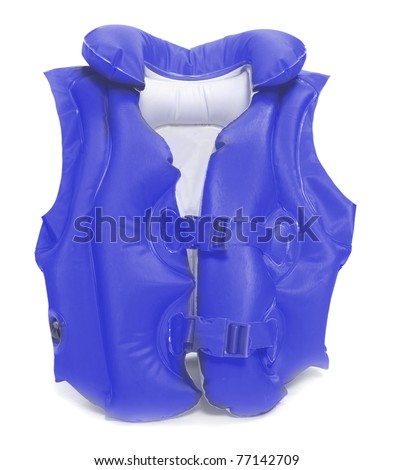Blue life-jacket. Necessary object for safe sailing.