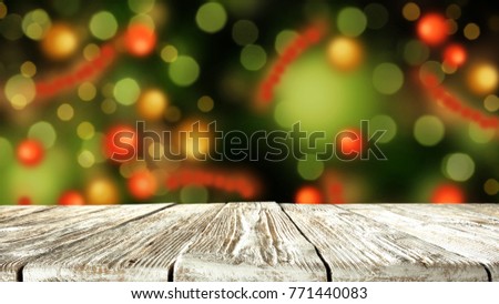 Table background and christmas tree 