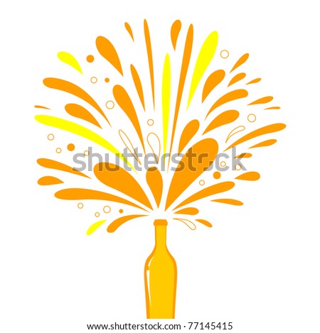 Orange splash wine or champagne. Vector Illustration