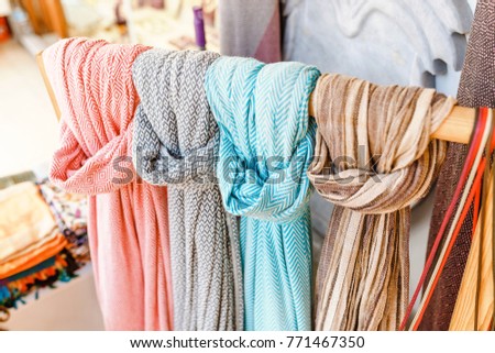Traditional Turkish bath towels for sale at the market
