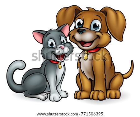 Cat and dog pet mascot cartoon characters