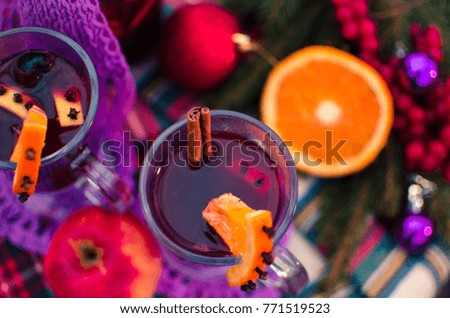 Christmas mulled wine and tangerines
