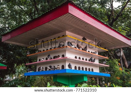 Pigeon houses in Rizal park in Manila, Philippines