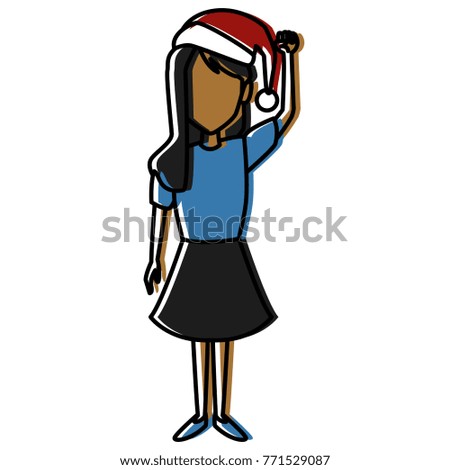 Young woman with christmas hat
