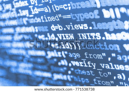Website programming code. Displaying program code on computer. Search engine optimization for better rankings with anchor tags for keyword planning and targeting. Programming of Internet website. 