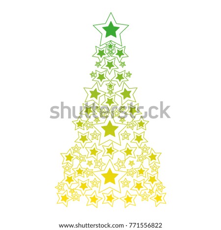 silhouette pine tree with stars decoration to christmas