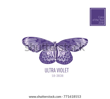 vector color palette illustration. ultra violet color of the year. butterfly illustration. color sample swatch template logo sign label.