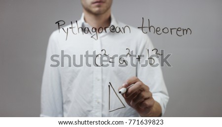 Pythagorean theorem , Man Writing on Glass