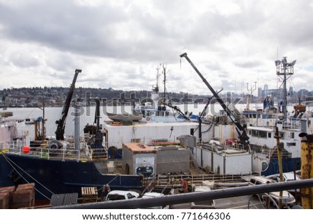 View of Seattle from the dry docks in Seattle harbor