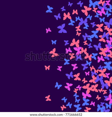 Vector Confetti Background Pattern. Element of design. Colorful butterflies on a purple background