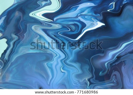 Blue color splash natural background, blue marble art painting