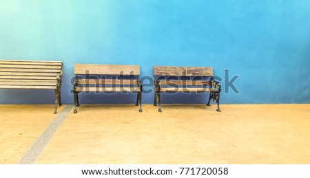 Benches and blue wall, benches, the relax point