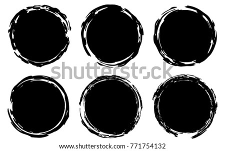 Grunge stamps Collection, circles. Black round abstract backgrounds smears. Banners, icons , logos, icons, labels and badges set . Vector texture of a disaster form. Vector eps 10.