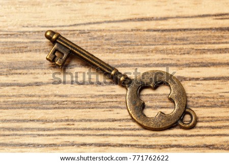 old key on wooden table