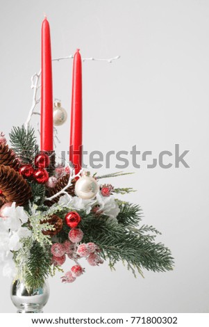 Decorative Christmas bouquet with red candles