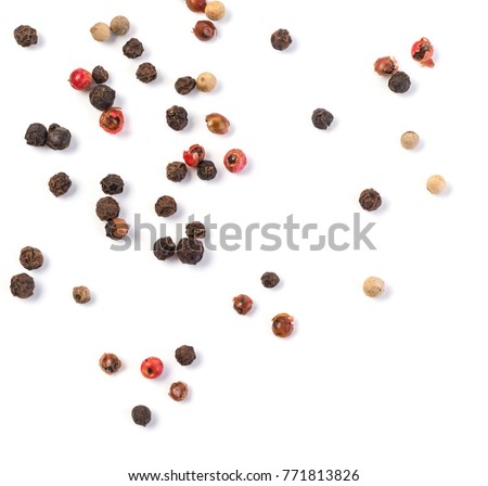 Pepper on white background. Top view. Royalty-Free Stock Photo #771813826
