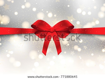 Christmas gift background with glossy red bow