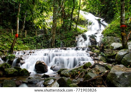 Beautiful waterfall in the rainy season in Chiang mai,Thailand.