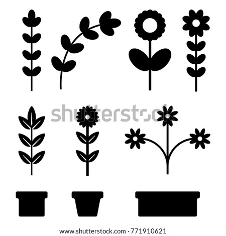 Plants and home flowers icon set vector