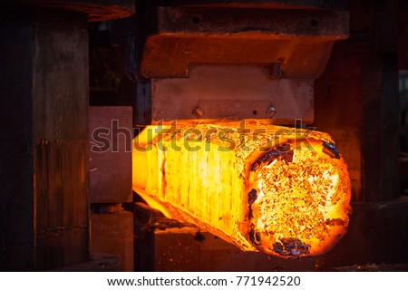 Ingot forging  steel press Royalty-Free Stock Photo #771942520