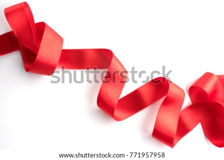 red bow ribbon satin texture isolated on white background