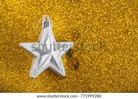 golden sparkles with silver star, christmas card
