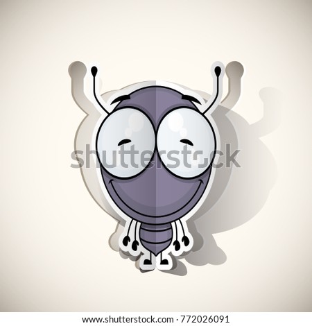 Cartoon ant character cut out from paper. Vector collection.