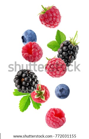 berry mix isolated on a white background Royalty-Free Stock Photo #772031155