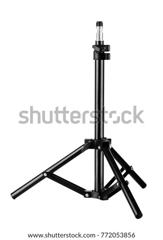Photography lighting black steel stand on white background