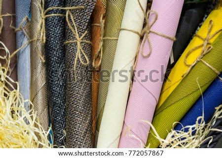 Rolls of wrapping paper binding with rope 