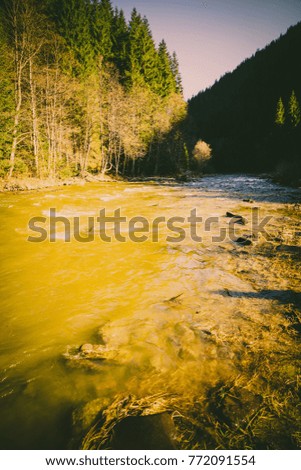 Exquisite nature of mountains, mountain river, landscape